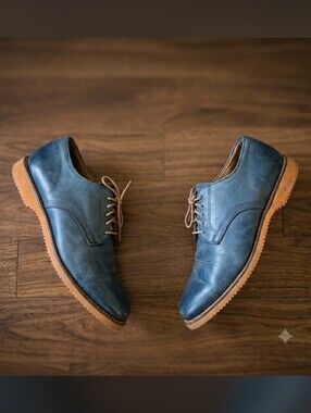 Walk-Over Heritage Navy Blue Leather Derby Shoes | Ivy League Red Sole 10M